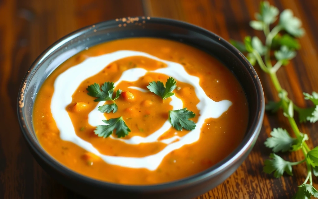 Supă cremă de linte roșie cu turmeric și coriandru