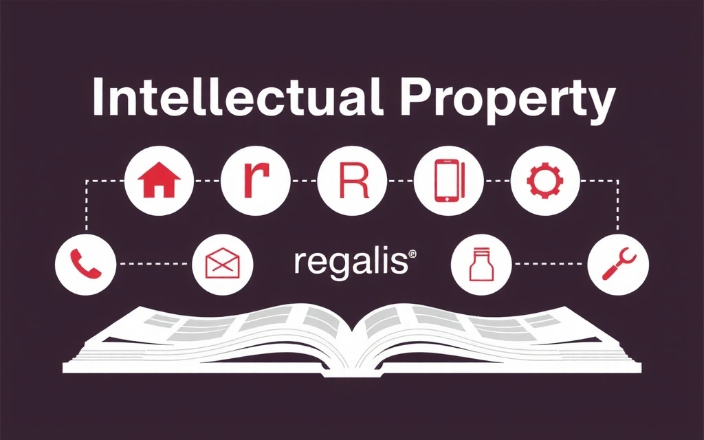 Ilustrație cu simboluri de proprietate intelectuală și drepturi de autor Regaliscx